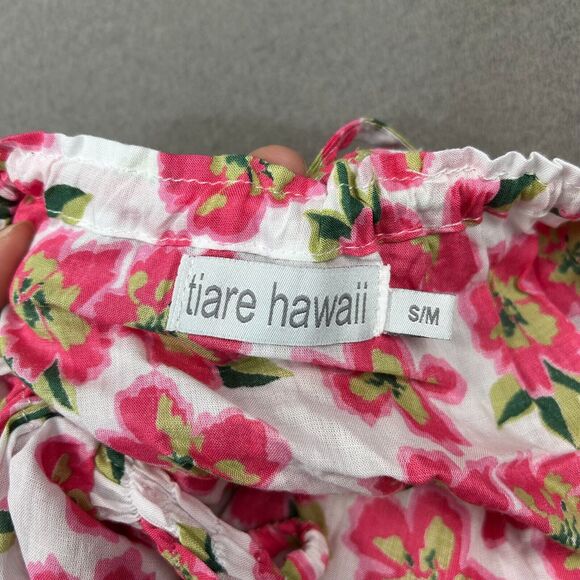 Tiare Hawaii Revolve Bellini Mini Halter Dress Small Pink Poipu White Tiered - Picture 3 of 10